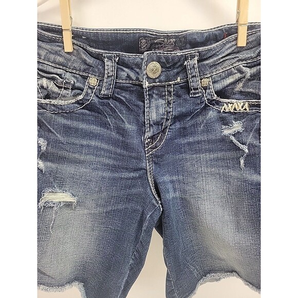 SILVER Jean Super Stretch BEAU Boyfriend Fit Denim Shorts Size W27/L6 - Picture 2 of 15